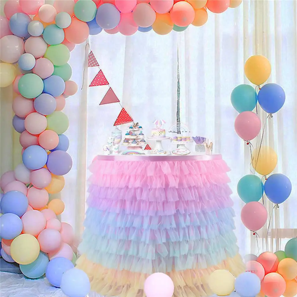 Красочные Mutilayer Тюль шифон юбка для стола вечерние Одежда свадьбы дня рождения