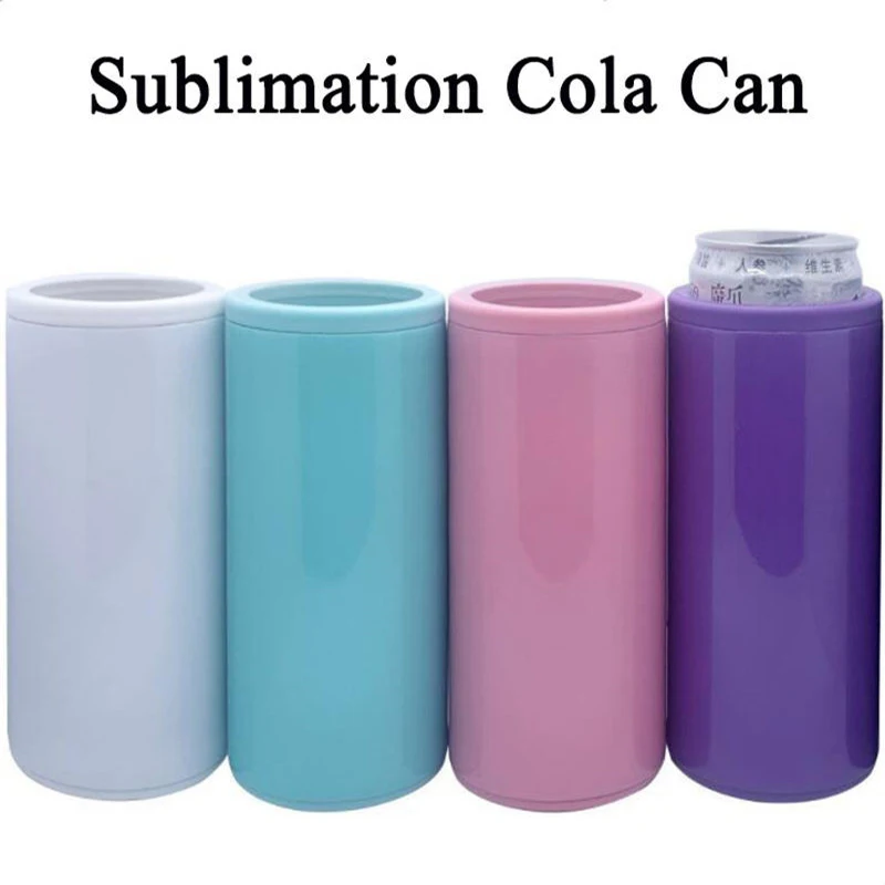 

10pcs/Lot 12oz Sublimation Cola Cooler Beer Holder Stainless Steel Coke Cans Vacuum Insulated Double Wall Slim Party Gift