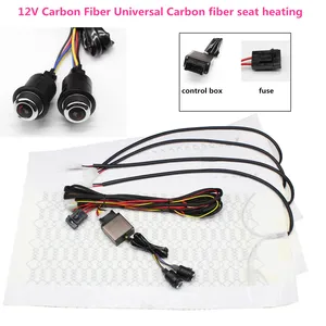 12v universal 6 level carbon fiber car heated heating heater seat pads winter warmer seat covers kit free global shipping