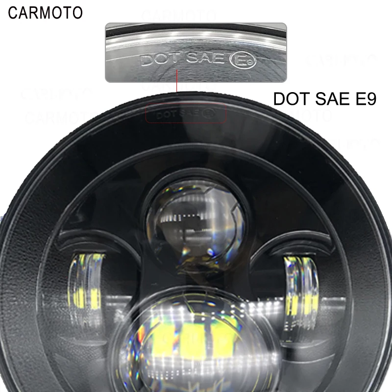 1pcs 7 Inch DOT SAE E9 Motorcycle Headlamp with angle eye Led Headlight 7inch housing bucket trim ring for Touring Electra Glide