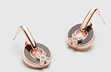 

NEW SOCIETY HOOP STUD EARRINGS BLACK ROSEGOLD