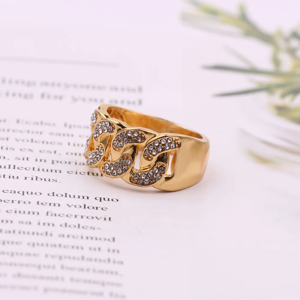 Кольцо Стразы в стиле хип хоп с микрозакрепкой украшение из кубинской цепи