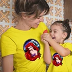 Универсальная семейная одежда Four Seasons, удобные футболки унисекс с милым рисунком Принцессы Disney Ариэль маленькая Русалочка