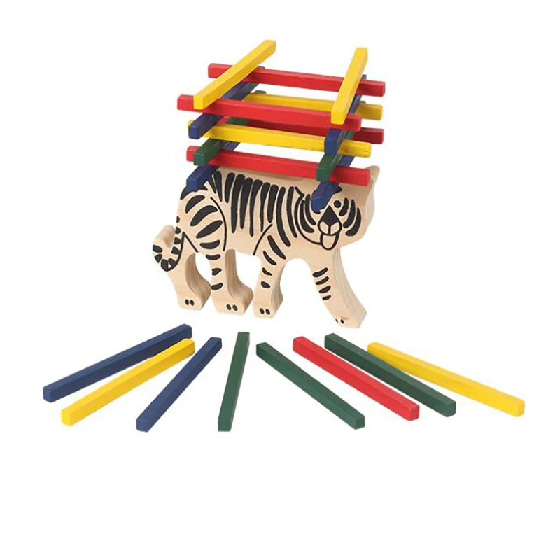 Монтессори игрушка деревянный тигр цвет стержень баланс луч Детская Головоломка