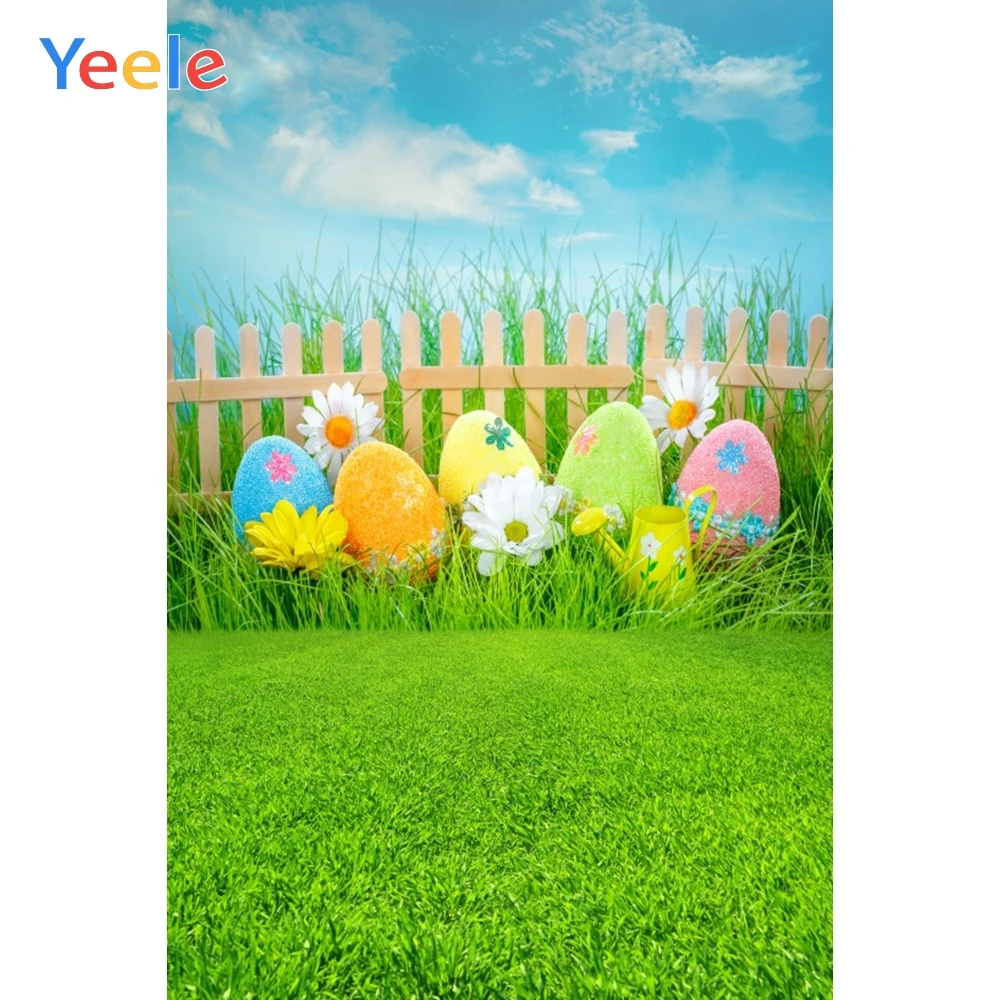 Yeele пасхальные фоны для фотографии кролик зеленая трава красочные яйца голубое