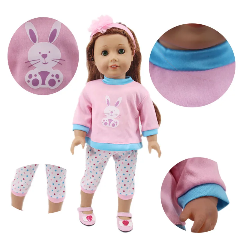 Костюм с милым кроликом модная повседневная одежда для девочек 18 дюймов