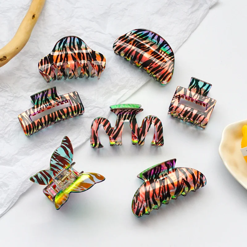 

Elegant Gradient camouflag zebra Acetate Hair Claws Hair Clips Hairpins Barrette Headwear for Women Girls Hair Accessories Gifts