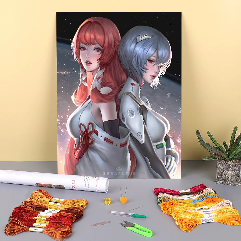 

Мультяшная девушка женщина предварительно напечатана 11CT Вышивка крестом своими руками полный комплект DMC ниток ручная работа посылка для р...