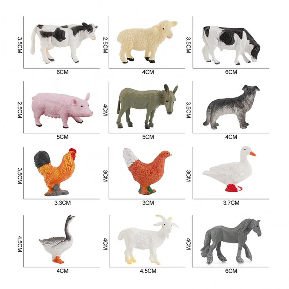 12 unids/set de dibujos animados de animales granja de aves de corral paisaje Mini ornamento jard&iacute;n decoraci&oacute;n de juguetes educativos para ni&ntilde;os regalos игрушка-3