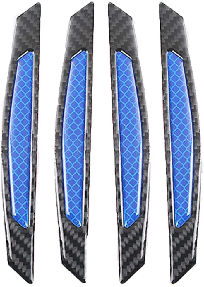 

4pcs 3D Reflective Stickers Carbon Fiber Strips Car Side Bumper Anti-Scratch Protection Guards Trim Wheel Eyebrow Stickers Red