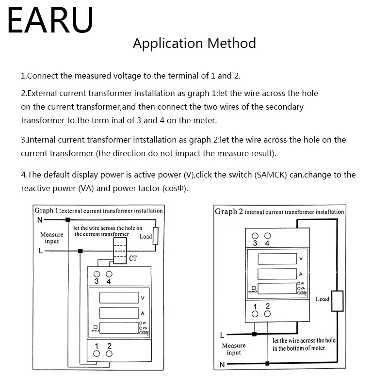 Цифровой измеритель энергии на Din рейке светодиодный коэффициент активной