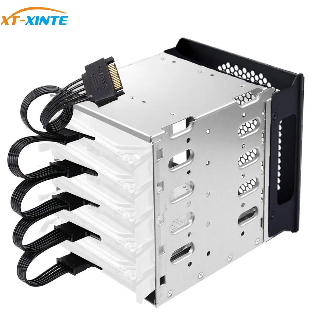 Каркас для жесткого диска XT-XINTE дюйма, 5x3,5 дюйма, лоток для жесткого диска SAS SATA, с 15-контактным/4-контактным кабелем, без вентилятора, для аксессуаров для компьютера