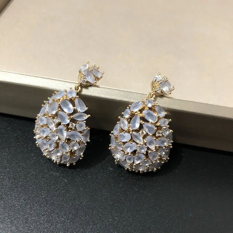 Молочно белые ювелирные изделия cz овальные серьги Модные 2020|Серьги-подвески| |