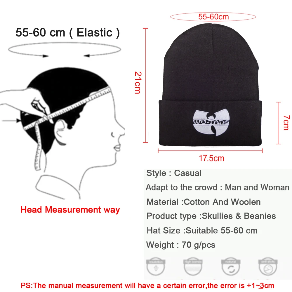 Теплая Зимняя кепка с принтом &quotWU TANG CLAN шапки для мужчин и женщин шапочка вязаная