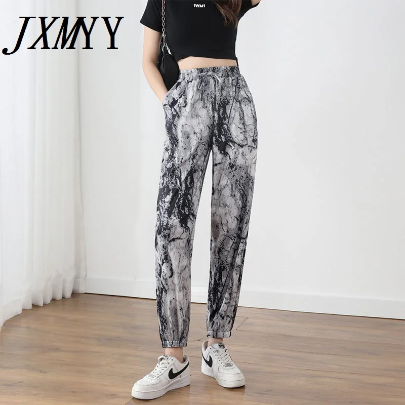 

Брюки женские шифоновые, широкие, с высокой талией и принтом