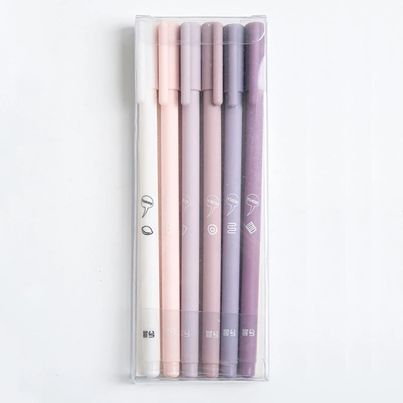 

6 pcs/set Creative Cute Morandi Simple Gel Pen Kawaii Quick Drying Cap Neutral Pens Bullet Journal Stationery Supplies
