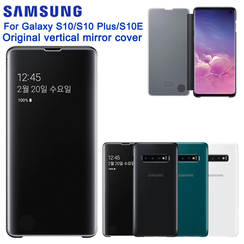 Оригинальный зеркальный прозрачный чехол книжка для Samsung Galaxy S10 X SM G9730 + Plus G9750