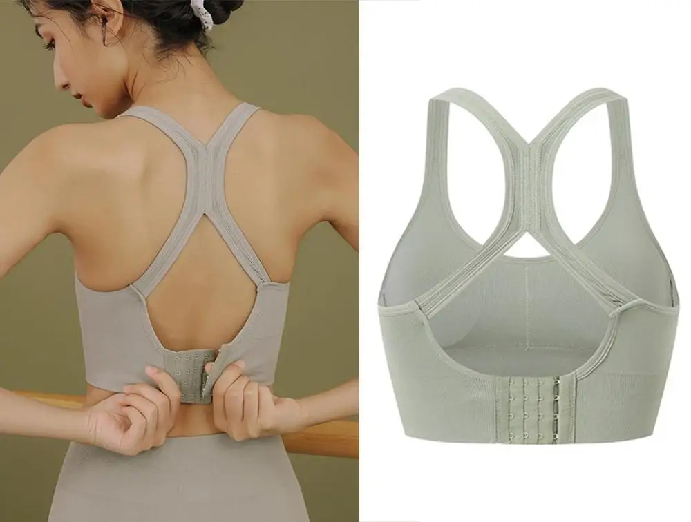 Fresh Light Green Sexy Sports Bra Solid Back Yoga Tank Top Women Fitness Push up Gym Shockproof Seamless Shirt Running Workout Fast Dry Vest - Цвет: Fresh Light Green