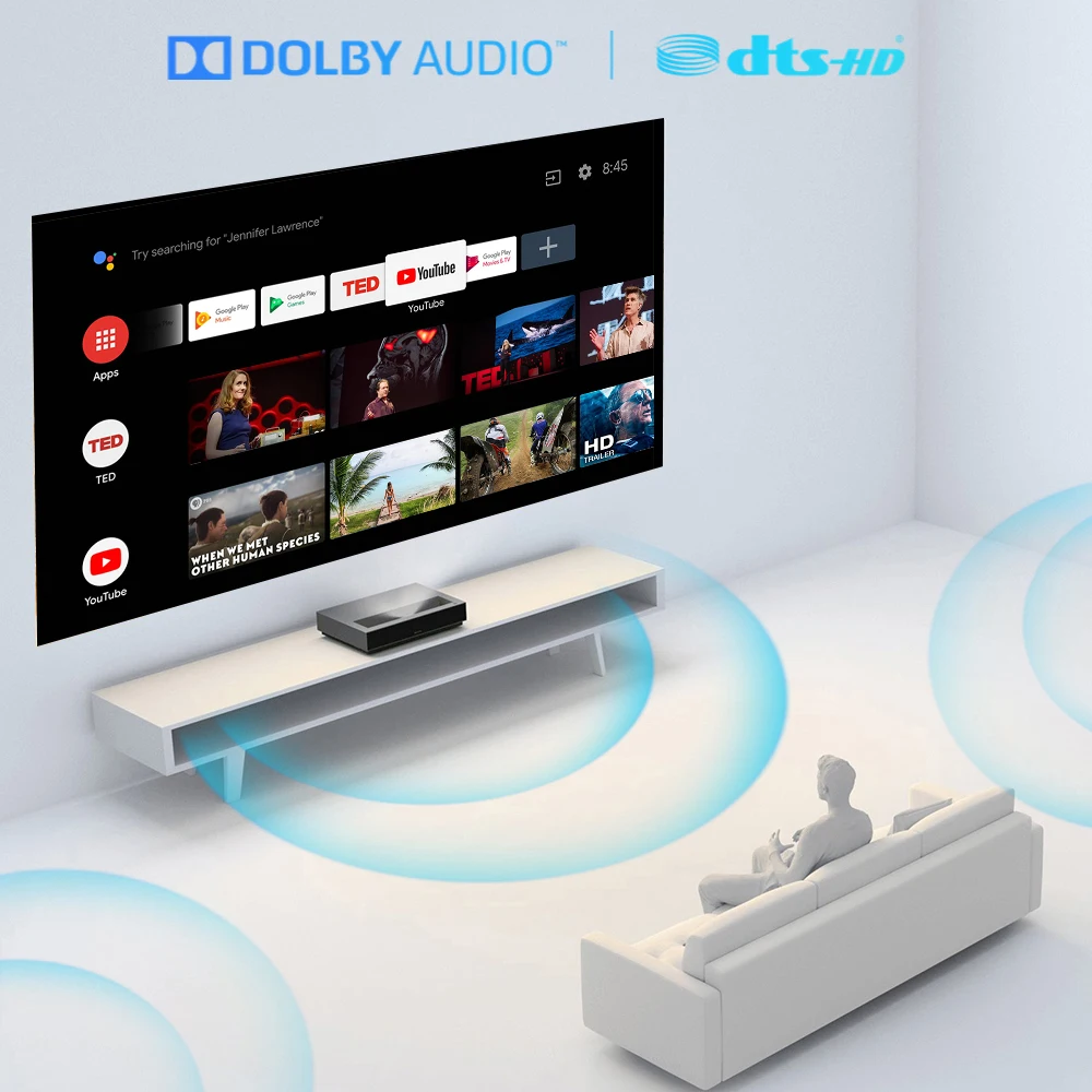 Проектор глобальная версия: Formovie 4K кинотеатр лазерный ТВ-проектор 2100ANSI Android TV 9.0