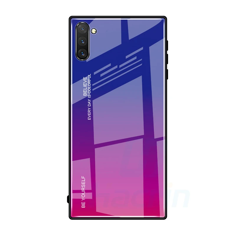 blue purple Чехол Hacrin для samsung Galaxy Note 10 Plus, чехол с градиентом, закаленное стекло, бампер, твердая задняя крышка для samsung Note 10 10+ чехол - Цвет: blue purple