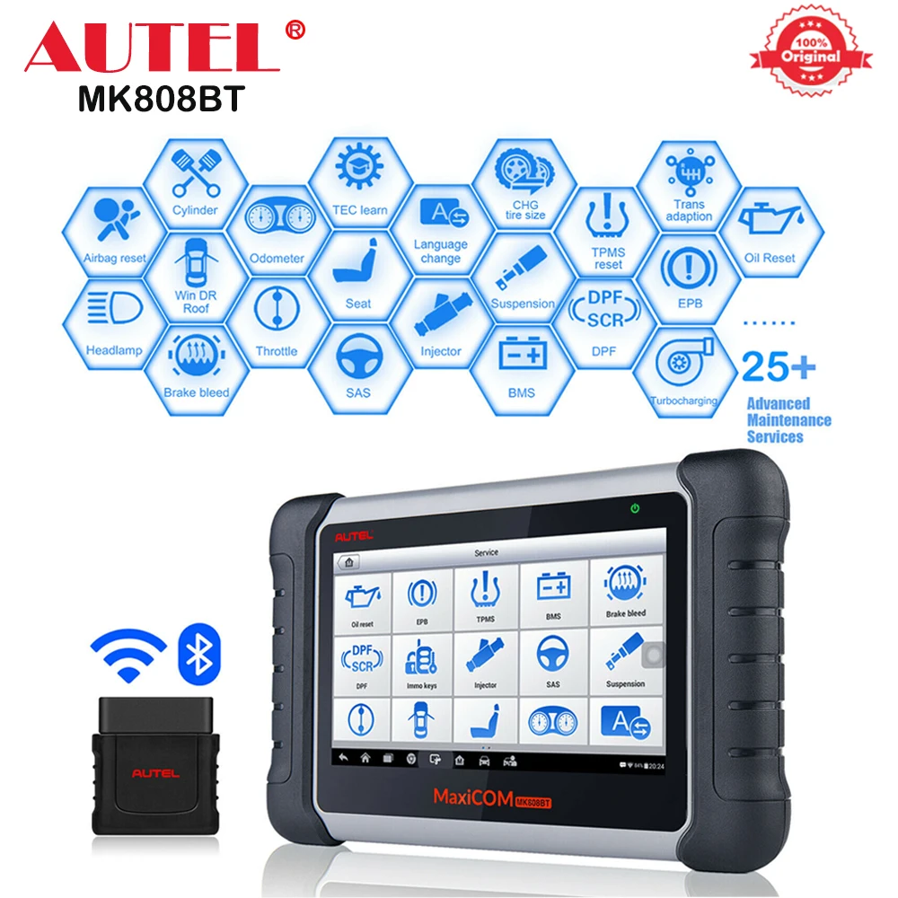 Новейшие инструменты Autel MaxiCOM MK808BT OBD2 для сканирования со всеми диагностическими