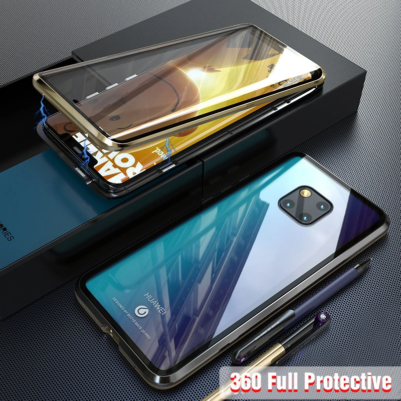 360 Полный Магнитный чехол для huawei P30 Pro P20 mate 20 металлический бампер 12D Передняя сенсорная пленка закаленное стекло крышка huawei P30 Pro Чехол
