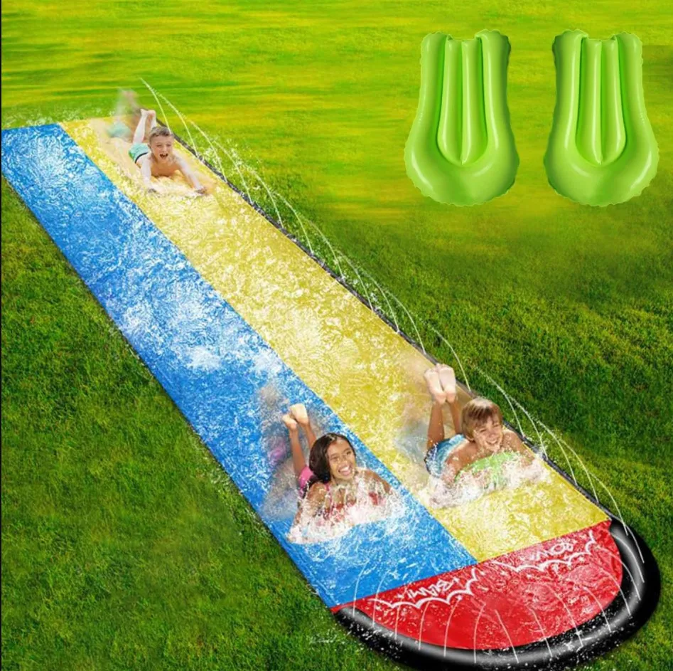 

Kid Lawn Water Slide Double Lane Water Splash Slide Summer Backyard Outdoor Garden Lawn Water Slide Spray Summer Water Games Toy