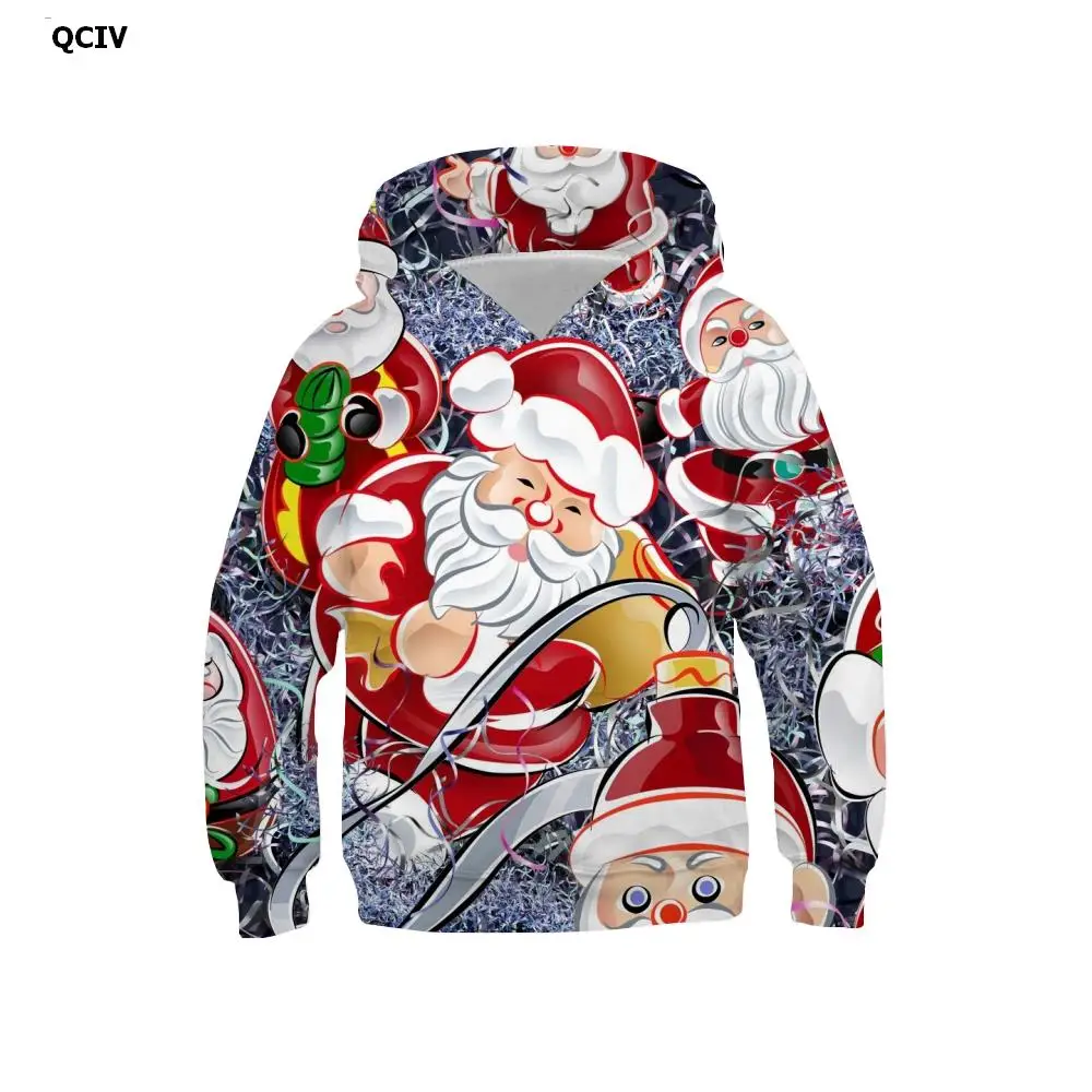 

Брендовая Толстовка QCIV с капюшоном с Санта-Клаусом, детский подарок, толстовка с 3d рисунком, рисунок, искусственный рисунок, аниме, унисекс, ...