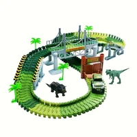 green simulation dinosaur world flexible rail car toy set 142 pieces of childrens train toys exercise hands on ability