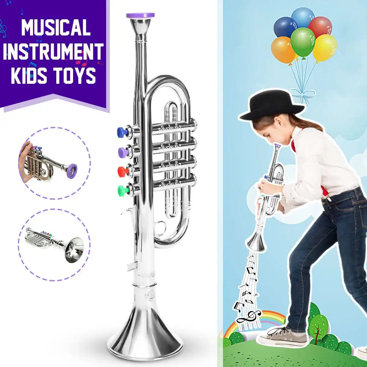 

Kids Trumpet Toy Emulational Horn Musical Instrument Toy Kids Early Developmental Music Education Toy For Preschool Toy Gift
