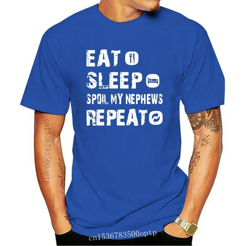 

Дизайнерская мужская футболка с надписью "Eat Sleep" и надписями на моих племянниках
