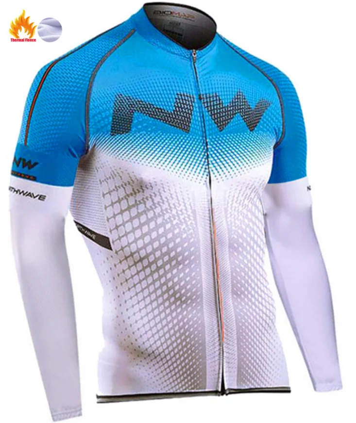 Winter Jersey Northwave Winter thermal fleece Cycling Clothes NW men's Jersey suit outdoor riding bike MTB clothing warm Bib Pants set - Color: Winter Jersey