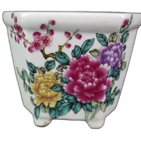 china old porcelain pastel flower pattern hexagonal flowerpot