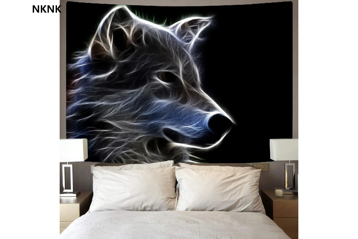 

NKNK Wolf Tapestry Animal Wall Tapestry Anime Rug Wall Psychedelic Tenture Mandala Black Home Tapestrys Wall Hanging Mandala