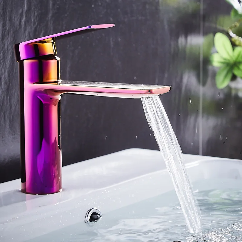 Градиентный красочный латунный Смеситель для раковины водопад Синий Зеленый