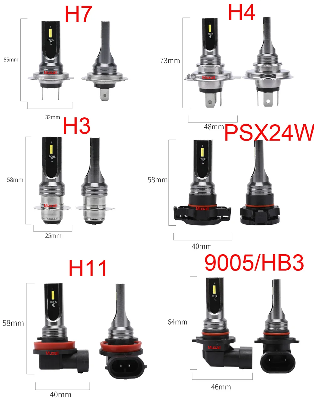 2 шт. Автомобильные противотуманные фары H8 H11 HB4 9006 HB3 H9 H16 H7 H4 Светодиодные фонари