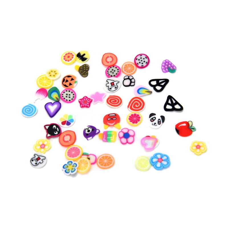 Горячие 1000 шт дизайн ногтей 3d фрукты Микс Дизайн Крошечные Fimo Ломтики Полимерная