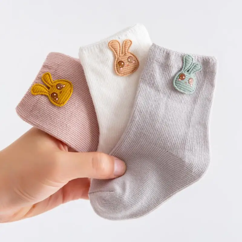 3 Pairs/Lot Baby Cotton Socks Cartoon Patch Socks Boy Socks Girl Socks Newborn Soft Socks Kids Clothing