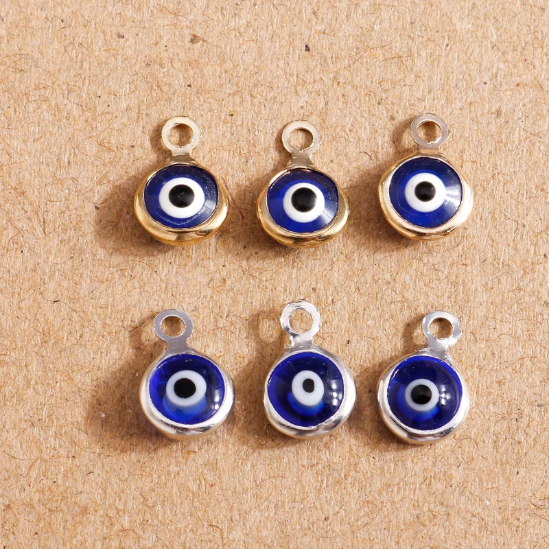 

60pcs 7*10mm Enamel Evil Eyes Charms Pendants for Necklace Earrings Bracelets DIY Handmade Jewelry Making Crafts Accessories