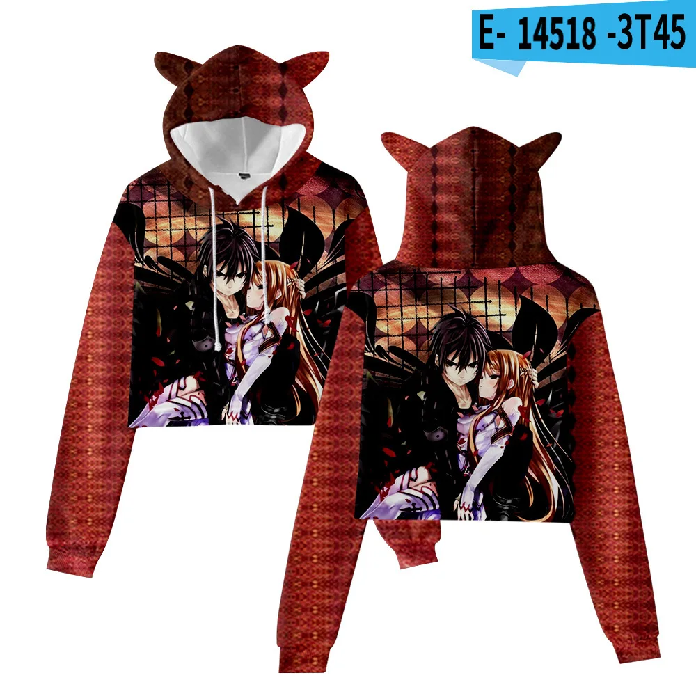 

Sword God Domain 3D Peripheral Color Printing Navel Cat Ear Vests Spring and Autumn Women's Fashion Hoodie