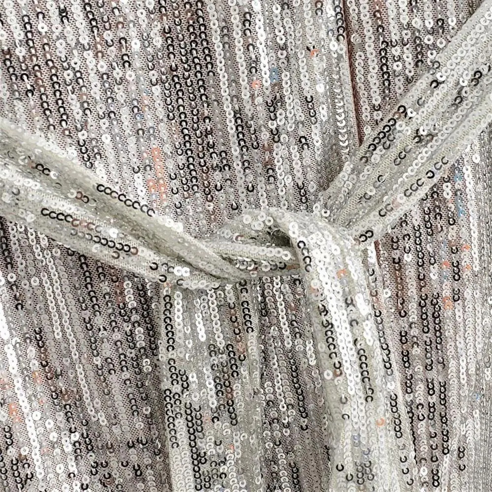 Женское короткое платье с V образным вырезом длинным рукавом и бусинами|Женские