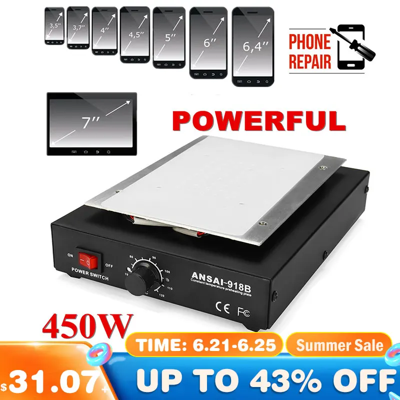 

Screen Separator 110V US 220V EU Auto Heating Glass Removal LCD Heating Platform Plate Phone Repair Machine Smooth Metal Plate