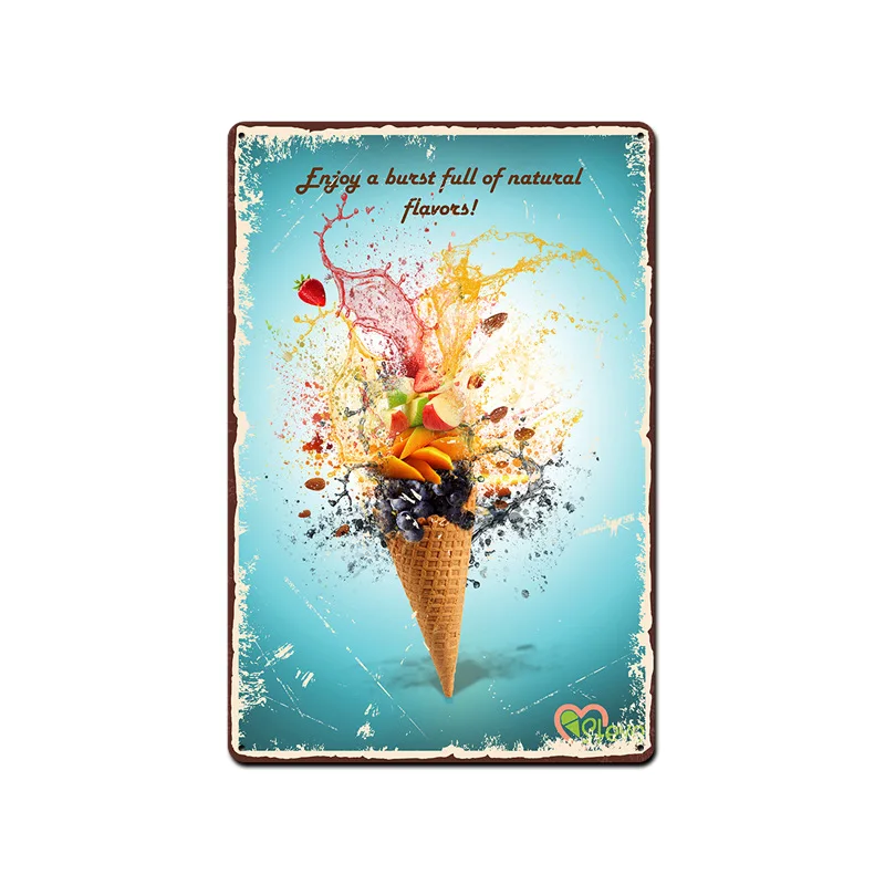 Летний крутой винтажный жестяной знак с мороженым украшение для дома