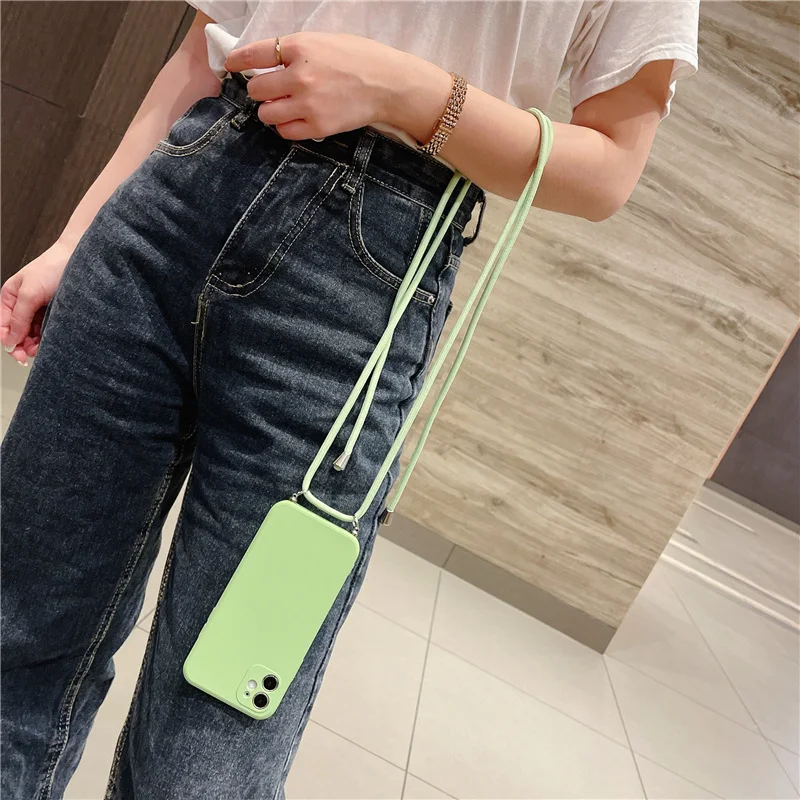crossbody necklace lanyard strap cord square silicone phone case for oneplus 7 7t pro 8 8t 9 10 9r 9rt nord ce 5g 2 n200 cover free global shipping