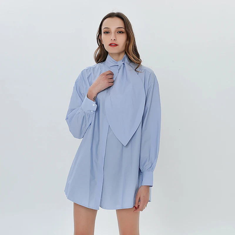 TWOTWINSTYLE водолазка с бантом женская рубашка Блузки с длинным рукавом Повседневный Топ женские белые рубашки больших размеров повседневная одежда в Корейском стиле