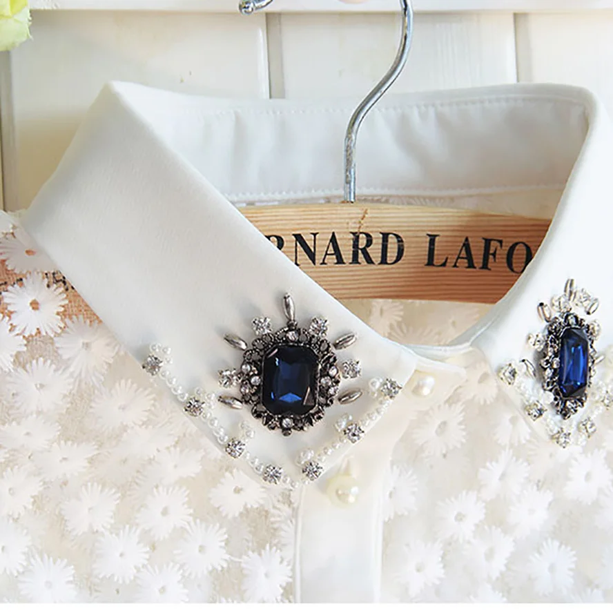 Фальшивый воротник женская рубашка Съемный алмаз кружевная весенняя одежда Dickey