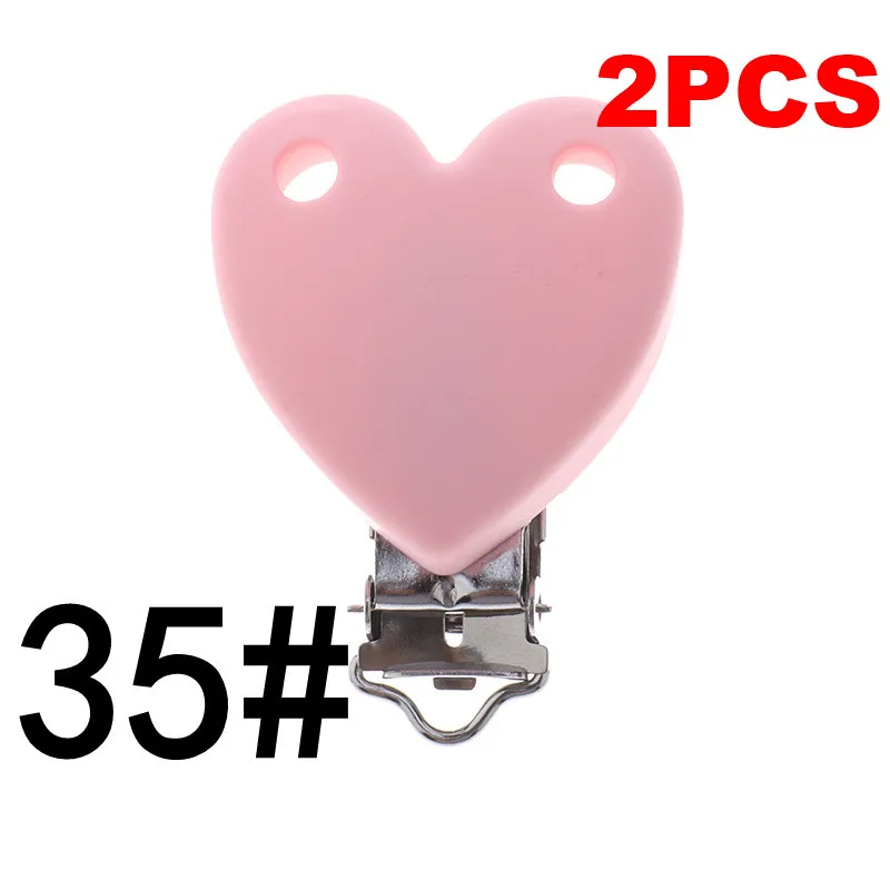HC-35 Candy Pink Fkisbox 2pcs Mouse Pacifier Clip Silicone Bead Baby Teether& Plastic Teething Accessories Nipple Clasps Toy DIY Round Koala - Цвет: HC-35 Candy Pink