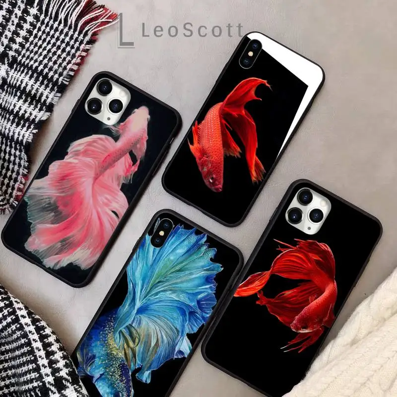 

fish art red fashion design Phone Case for iPhone 11 12 pro XS MAX 8 7 6 6S Plus X 5S SE 2020 XR Soft silicone funda shell cover