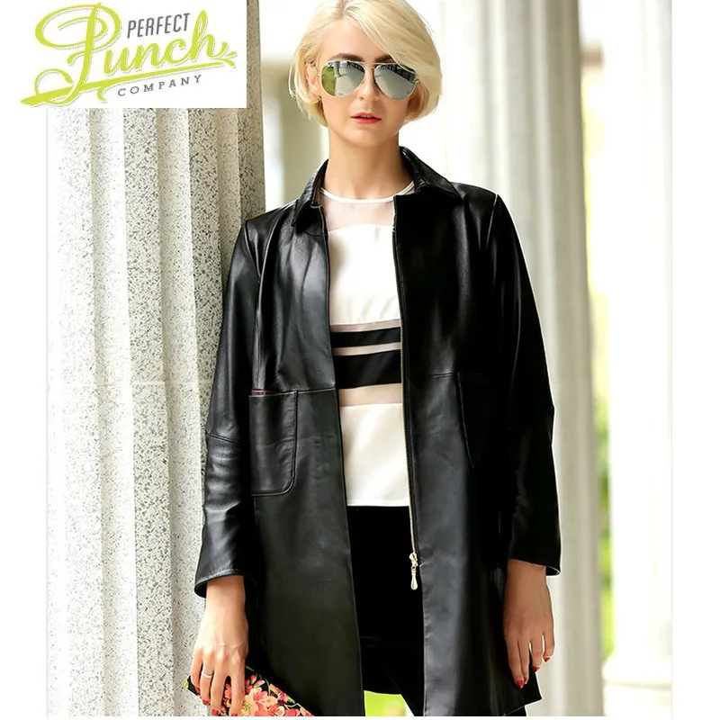 

Autumn Genuine Leather Spring Women Casual Trench Coat 100% Sheepskin Jacket Fashion Long Chaqueta Cuero Hombre CNM010