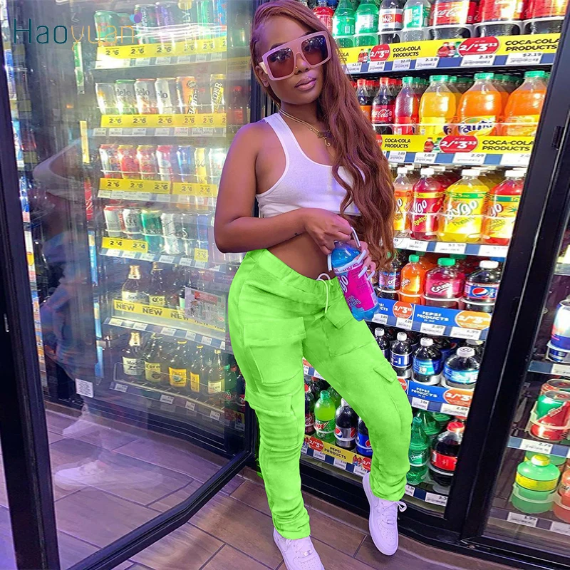 

HAOYUAN Sexy Leggings Sweatpants for Women Fashion Clothing Pocket Sporty Trousers Streetwear Ladies Lounge Wear Sweat Pants